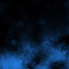 Blue fog and mist effect on black stage studio showcase room background.