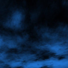 Blue fog and mist effect on black stage studio showcase room background.