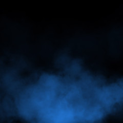 Fototapeta na wymiar Blue fog and mist effect on black stage studio showcase room background.