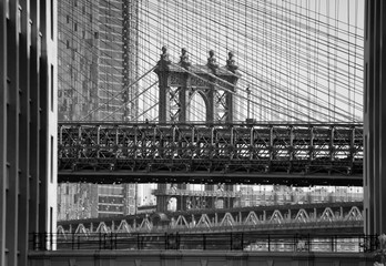 Brooklyn Bridge and Manhattan Bridge in New York City, USA