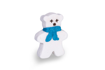 bomb for a bath, polar bear, isolated on white background