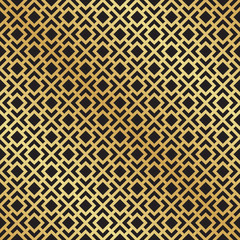 Seamless black and gold Art Deco trellis pattern background