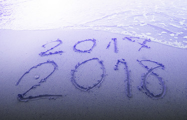 New Year 2018 is coming concept. Happy New Year 2018 replace 2017 concept on the sea beach .at phuket Thailand