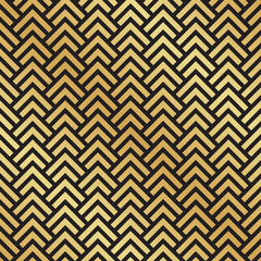 Seamless black and gold Art Deco herringbone pattern. Abstract geometric vector pattern background.