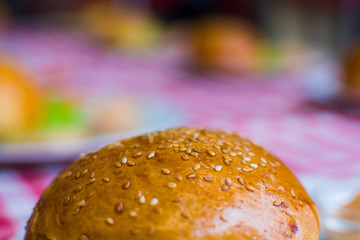 sesame bun for a sandwich close up