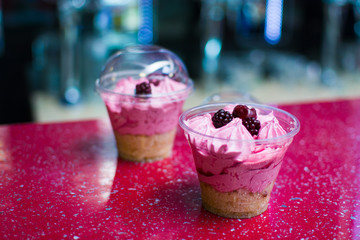 sweet dessert with berries in a cup