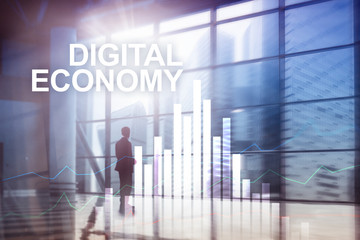 DIgital economy, financial technology concept on blurred background.