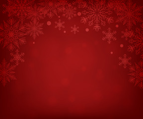 Christmas red background with snowflakes border