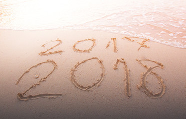 New Year 2018 is coming concept. Happy New Year 2018 replace 2017 concept on the sea beach .at phuket Thailand