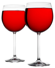 TWO GLASSES OF RED WINE  CUT OUT
