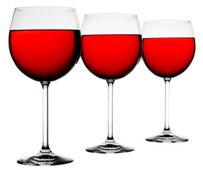 THREE GLASSES OF RED WINE CUT OUT