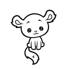 vector cartoon style outline fantastic creature with big ears and tail cute illustration