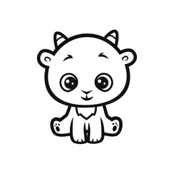 vector cartoon style outline fantastic horned baby creature cute illustration