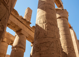 Pillars of the Great Hypostyle Hall in Karnak Temple, Egypt