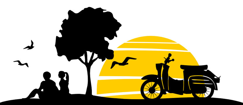 Sunset Retro East Germany Scooter