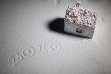 2019 written on the snow. Happy new 2019 year. Empty space for your text