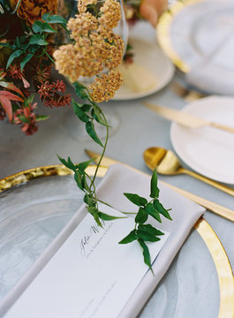 Place setting at a wedding reception