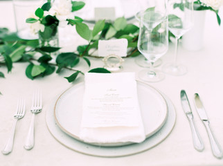 Place setting at a wedding reception