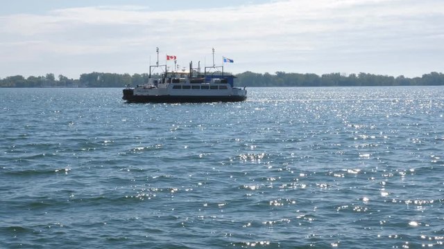 TORONTO, CANADA on Sep 13th: View of Ongiara car ferry underway in Toronto harbour on Sep 13th, 2017 in Toronto, Canada. Ongiara was built in Owen Sound by Russel Brothers and commissioned in 1963. 
