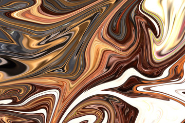 Liquify Abstract Pattern With Brown Graphics Color Art Form. Digital Background With Liquifying Flow.