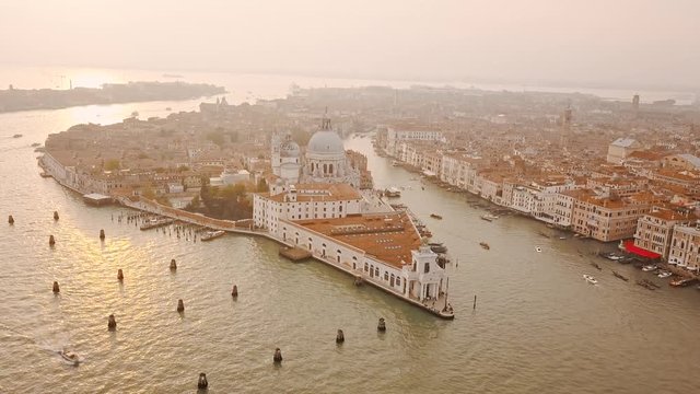 Drone video - Aerial view of Venice Italy. Professional color grade 4K UHD footage. Scenic video taken at sammer sunset. Part 3