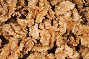 Walnuts . Front view.