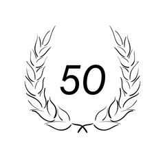 Lorbeerkranz - Jubil&auml;um - 50 - Piktogramm - Symbol - schwarz 