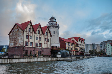 Naklejka premium Fish village in Kaliningrad city, Russia