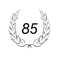 Lorbeerkranz - Jubiläum - 85 - Piktogramm - Symbol - schwarz 