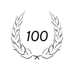 Lorbeerkranz - Jubiläum - 100 - Piktogramm - Symbol - schwarz 