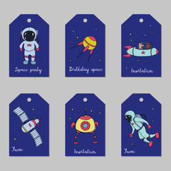 Set of astronomy hand drawn tags.