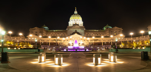 Capitol Building State House Purple Fountain Harrisburg Pennsylvania