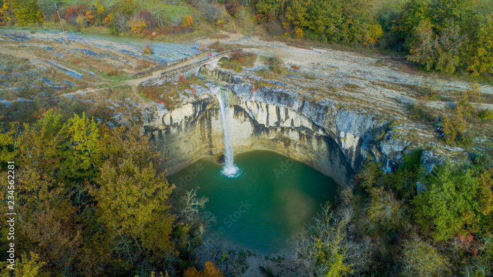 Canvas Prints Sopot Waterfall (Slap Sopot, Istra) is a favourite tourist destination in Istria. The waterfall is around 30-meters high with a centuries-old bridge just above it.