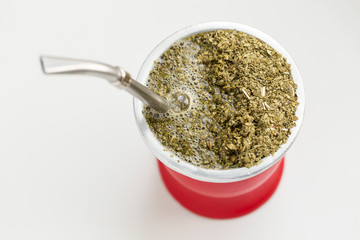 Horizontal image delicious steaming yerba mate infusion