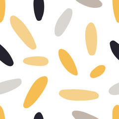 Modern seamless pattern with abstract colorful shapes: ovals. Doodle hand drawn texture. Trendy creative onfetti background for printing for modern and original textile, wrapping paper, wall art