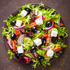 Greek salad with fresh vegetables and feta cheese