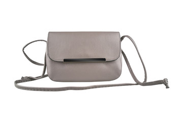 Obraz premium Women elegant grey shoulder bag, isolated on white background, clipping path included