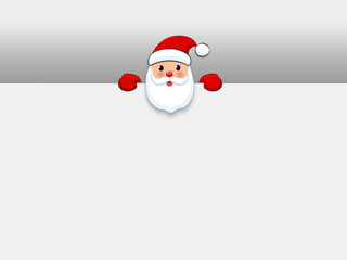 Hanging Christmas gift boxes. Present packages paper cut on white background. Santa Claus welcome with big signboard. Santa Frost holding empty sign. Isolated objects. Decoration elements. Stickers. V