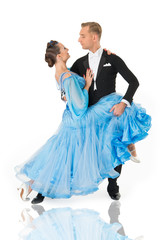 ballroom dance couple in a dance pose isolated on white background. ballroom sensual proffessional...