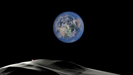 Naklejka na ściany i meble Earth from Moon vs USA - America flag. Planet Earth from space 3D illustration orbital view, our planet from the orbit (Elements of this image furnished by NASA). 