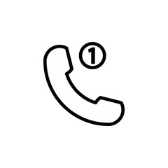 Missed phone call sign icon. Outline icon on white background. Missed phone call sign Silhouette. Web site, page and mobile app design vector element.