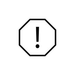 Warning sign icon. Outline icon on white background. Warning sign Silhouette. Web site, page and mobile app design vector element.