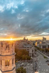  From the Cybele Palace the skyline of Madrid, Spain. View of the sunset in the Spanish capital city more tourist and visited of Europe with new and old buildings © Daniel Rodriguez