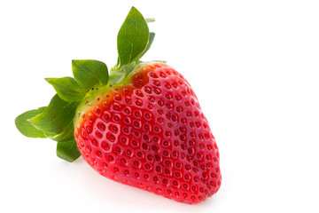 Fresh strawberries close up on white background.
