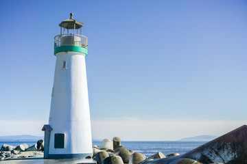 Santa Cruz Breakwater Lighthouse, Walton Lighthouse at the end of a jetty protected by dolosse,...