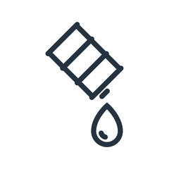 barrel, drop isolated line icon on white background, oil industry