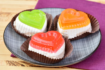 Cakes on a plate. Sweet breakfast Confectionery.