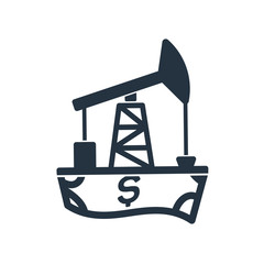 oil pump and dollar isolated icon on white background, oil industry