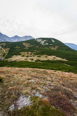 Fototapeta premium hiking trails in Slovakia Tatra mountains near mountain lake of Rohache