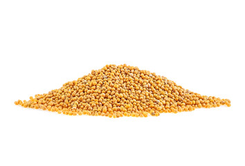 Mustard seeds on a white background